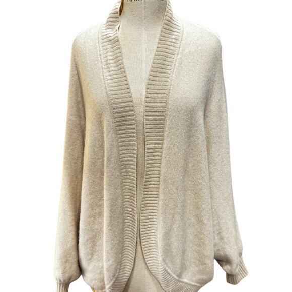 St. John Women’s Cream Wool-Blend Open Front Cardigan – Size XL - Picture 1 of 5